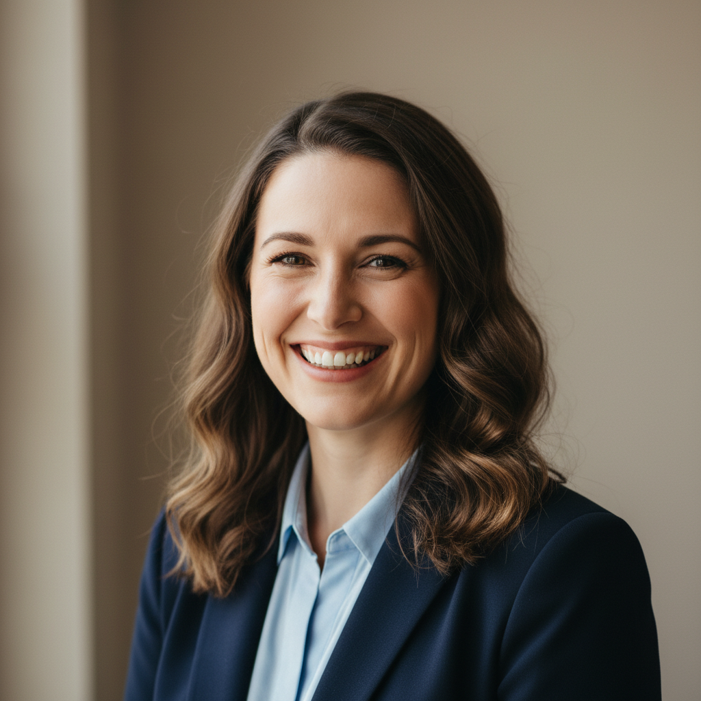 Smiling woman reviewer